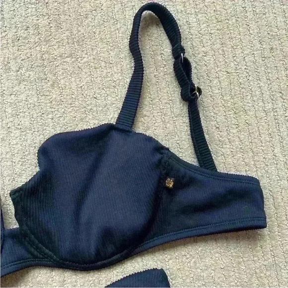 La Vie En Rose Textured Bikini, Black, Top XXL, Bottom L - Picture 3 of 8